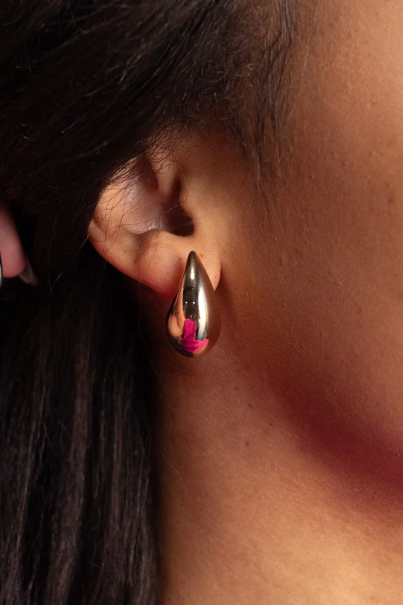 Claire Gold Teardrop Stud Earrings - Image 4