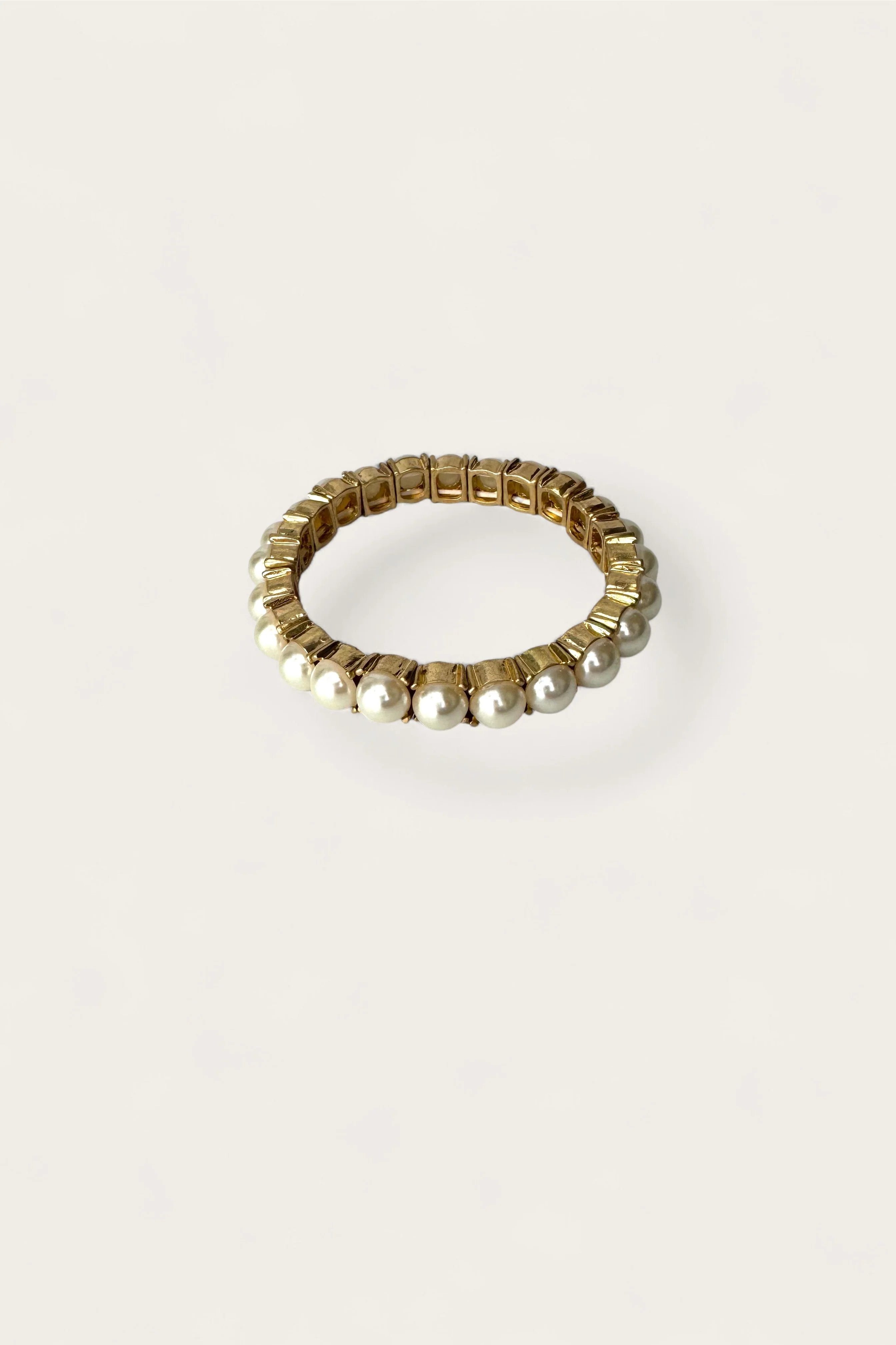 Claire Pearl & Gold Stretchy Bracelet