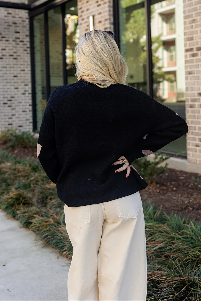 Clara Black & Taupe Floral Knit Sweater - Image 4