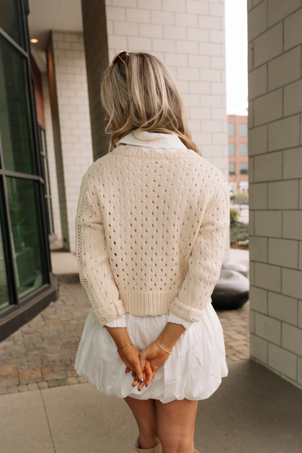 Clara Cream Knit Bows Cardigan - Image 6