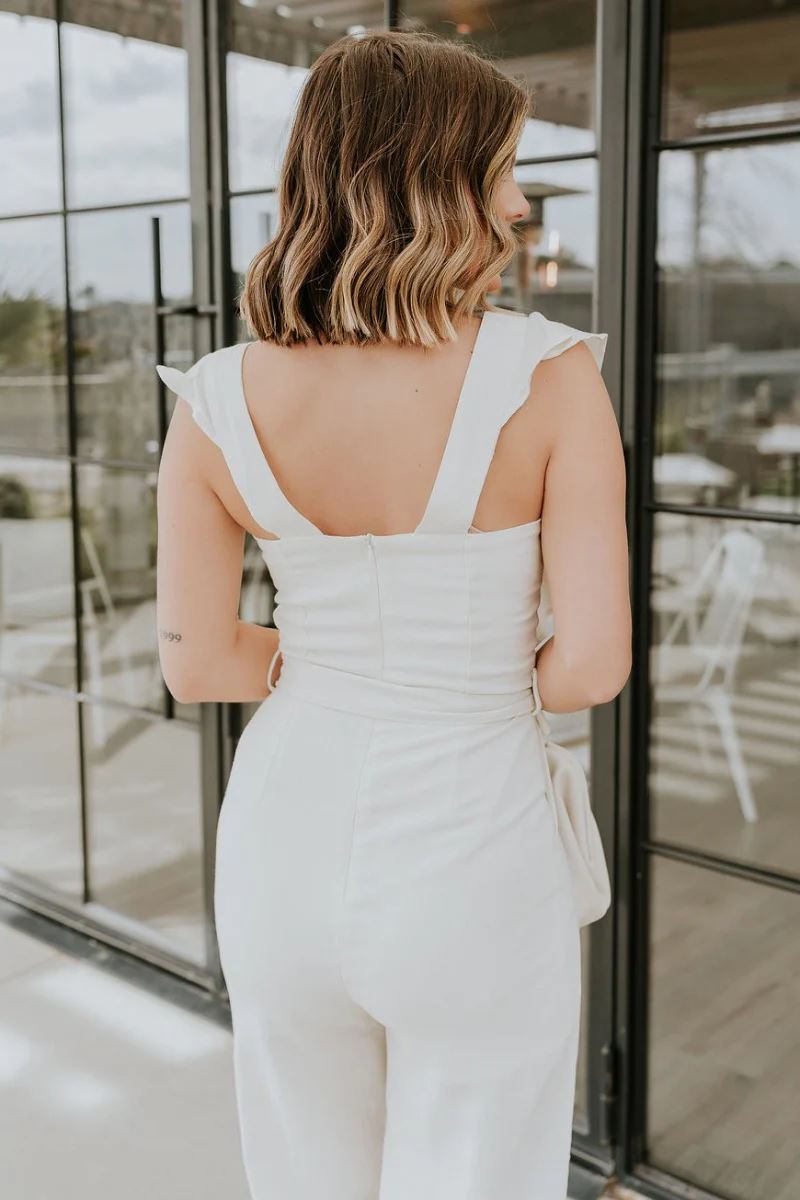 Clara Cream Ruffle Sleeveless Jumpsuit - Image 10