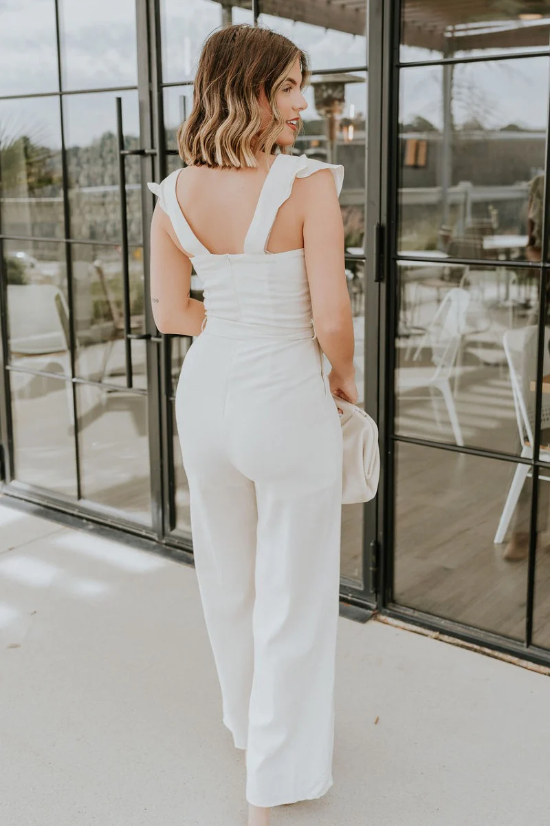 Clara Cream Ruffle Sleeveless Jumpsuit - Image 11