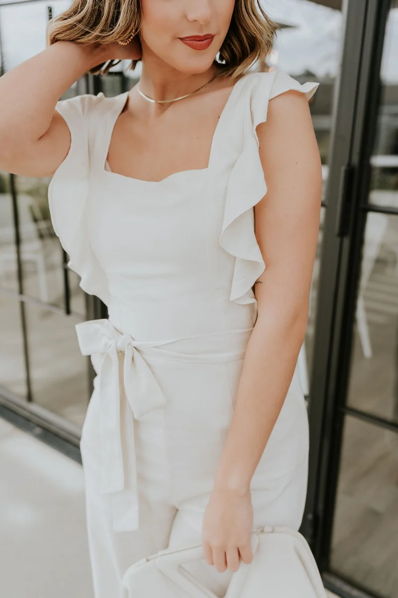 Clara Cream Ruffle Sleeveless Jumpsuit - Image 6