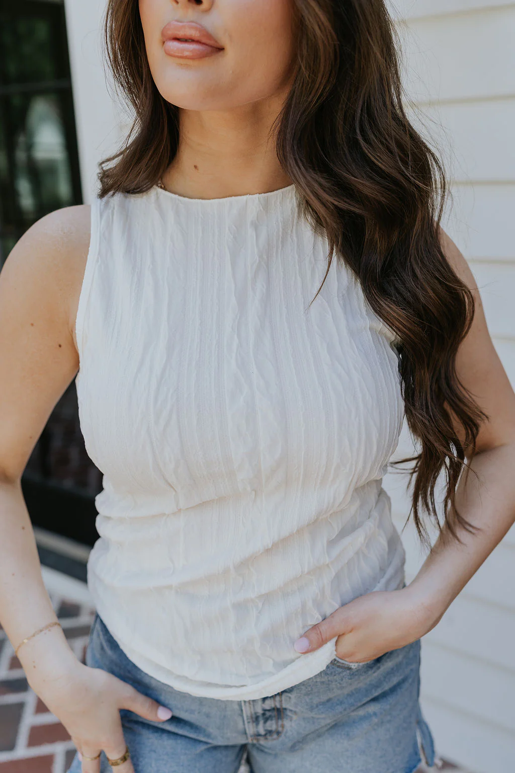 Clara Cream Textured Tank - Image 2