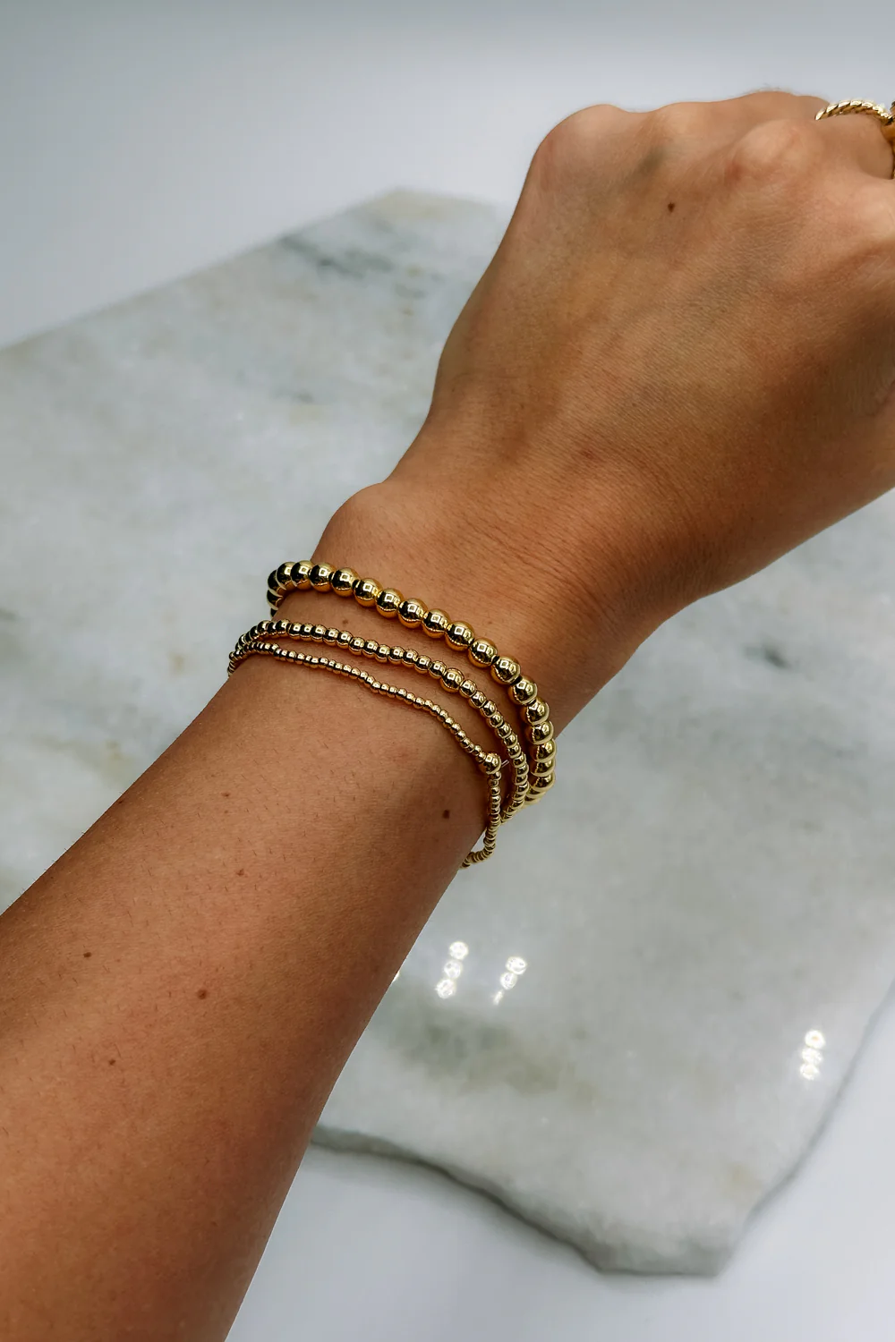 Clara Gold 6mm Beaded Water Resistant Bracelet - Image 3