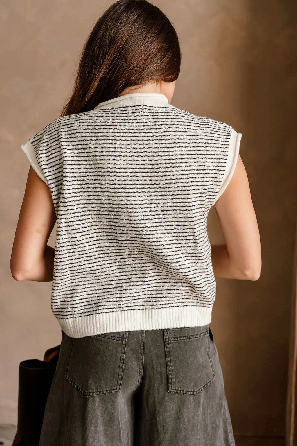 Clara Ivory & Black Stripe Button-Up Vest - Image 4
