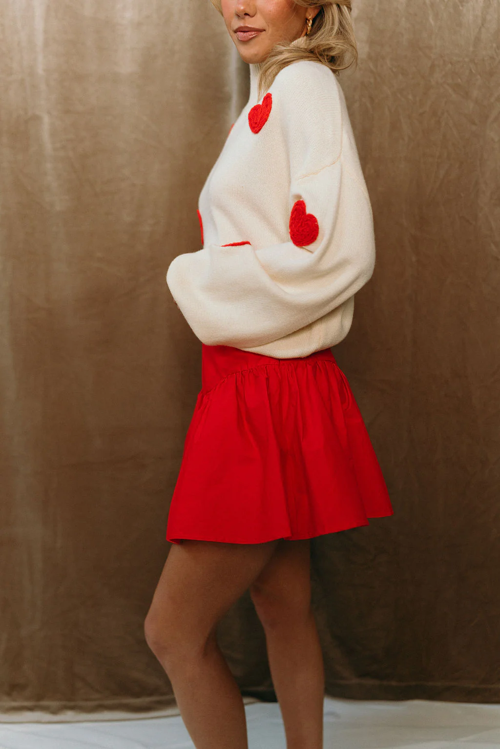 Clara Red Flare Mini Skirt - Image 3