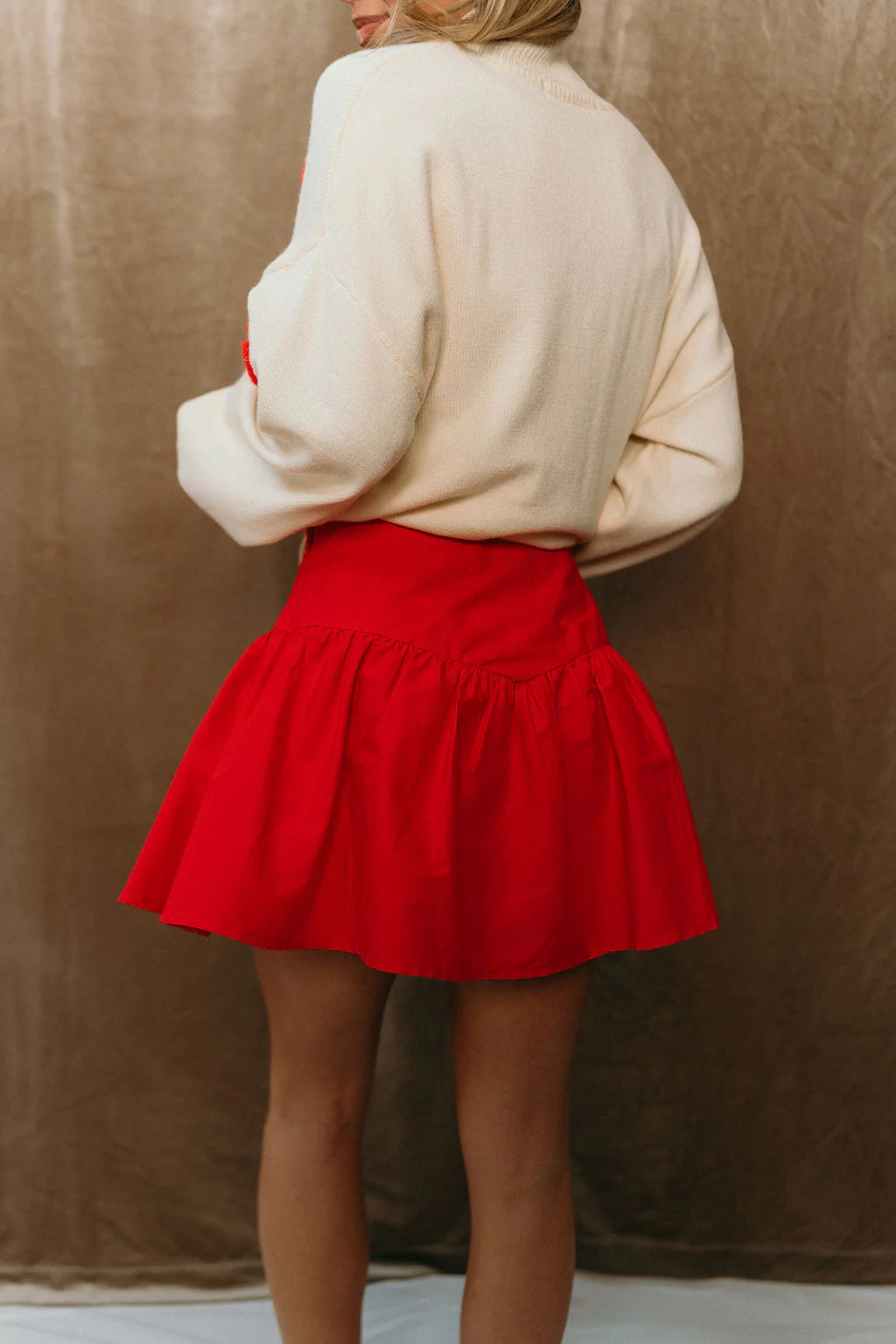 Clara Red Flare Mini Skirt - Image 4