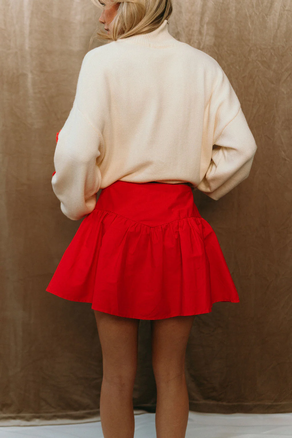 Clara Red Flare Mini Skirt - Image 7