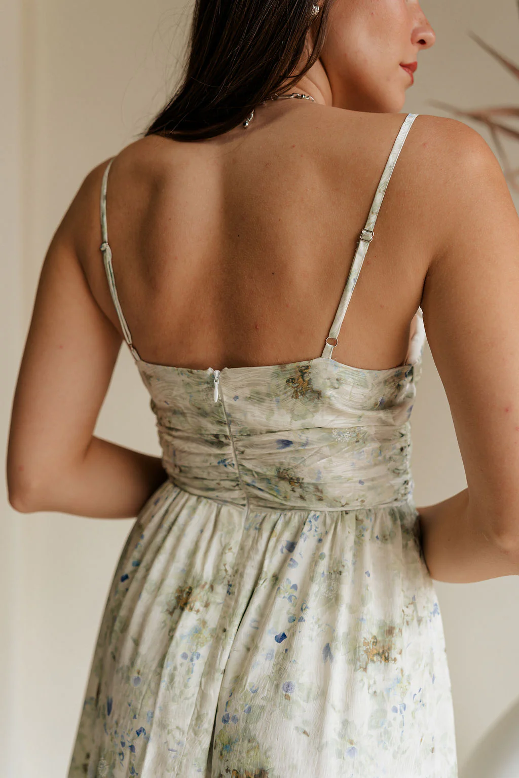 Clara Sage & Blue Floral Midi Dress - Image 5