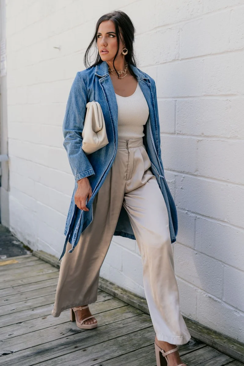Clarissa Belted Denim Trench Coat