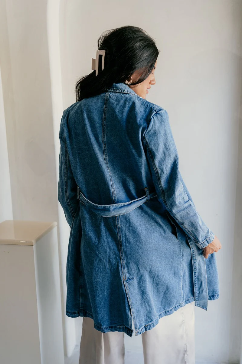 Clarissa Belted Denim Trench Coat - Image 10