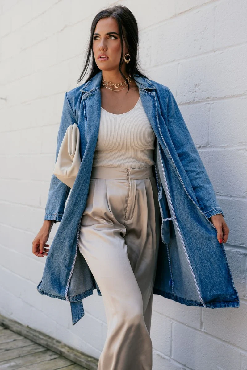 Clarissa Belted Denim Trench Coat - Image 2