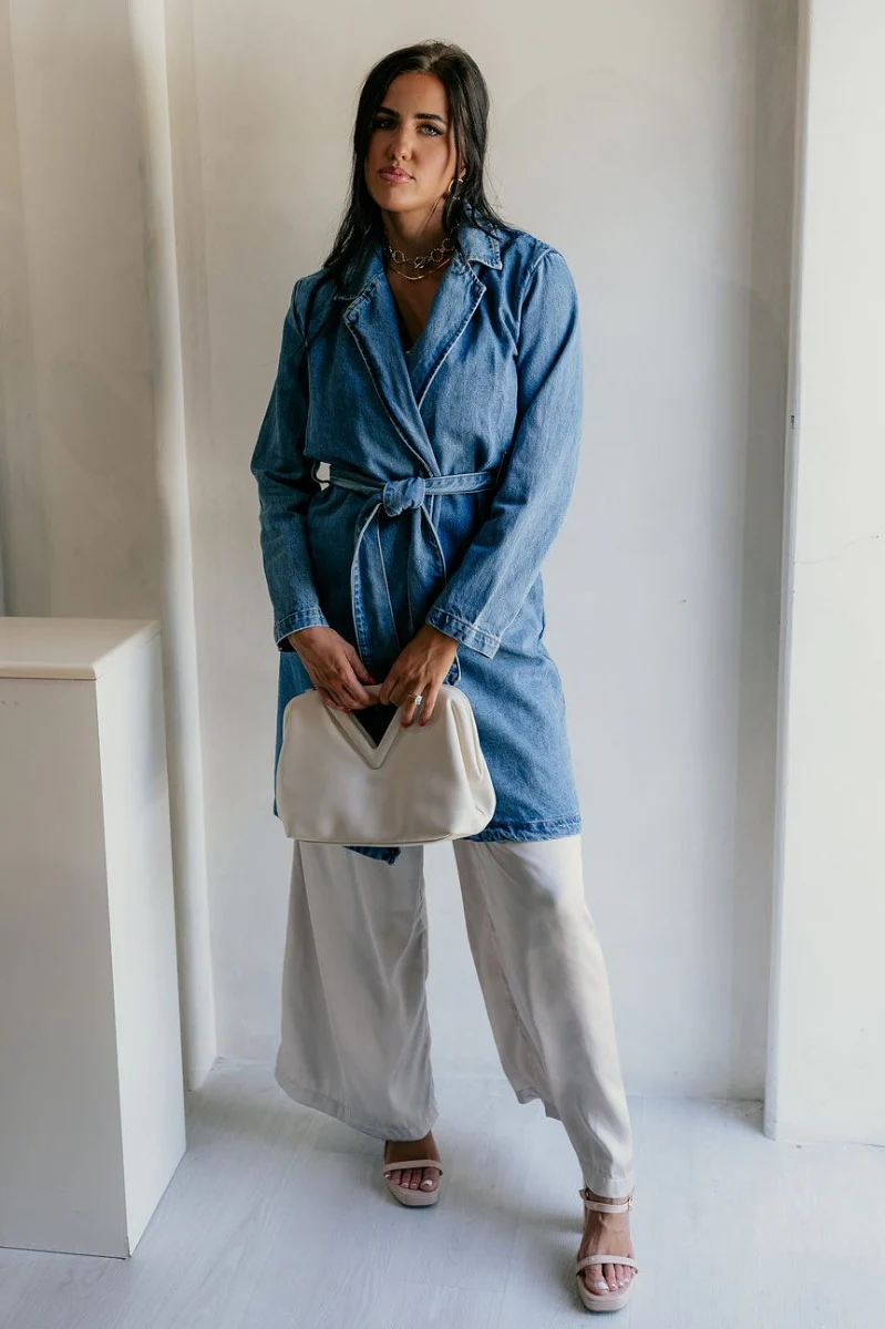 Clarissa Belted Denim Trench Coat - Image 3