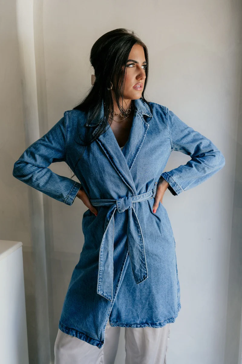 Clarissa Belted Denim Trench Coat - Image 4