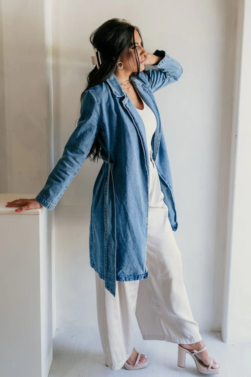 Clarissa Belted Denim Trench Coat - Image 6