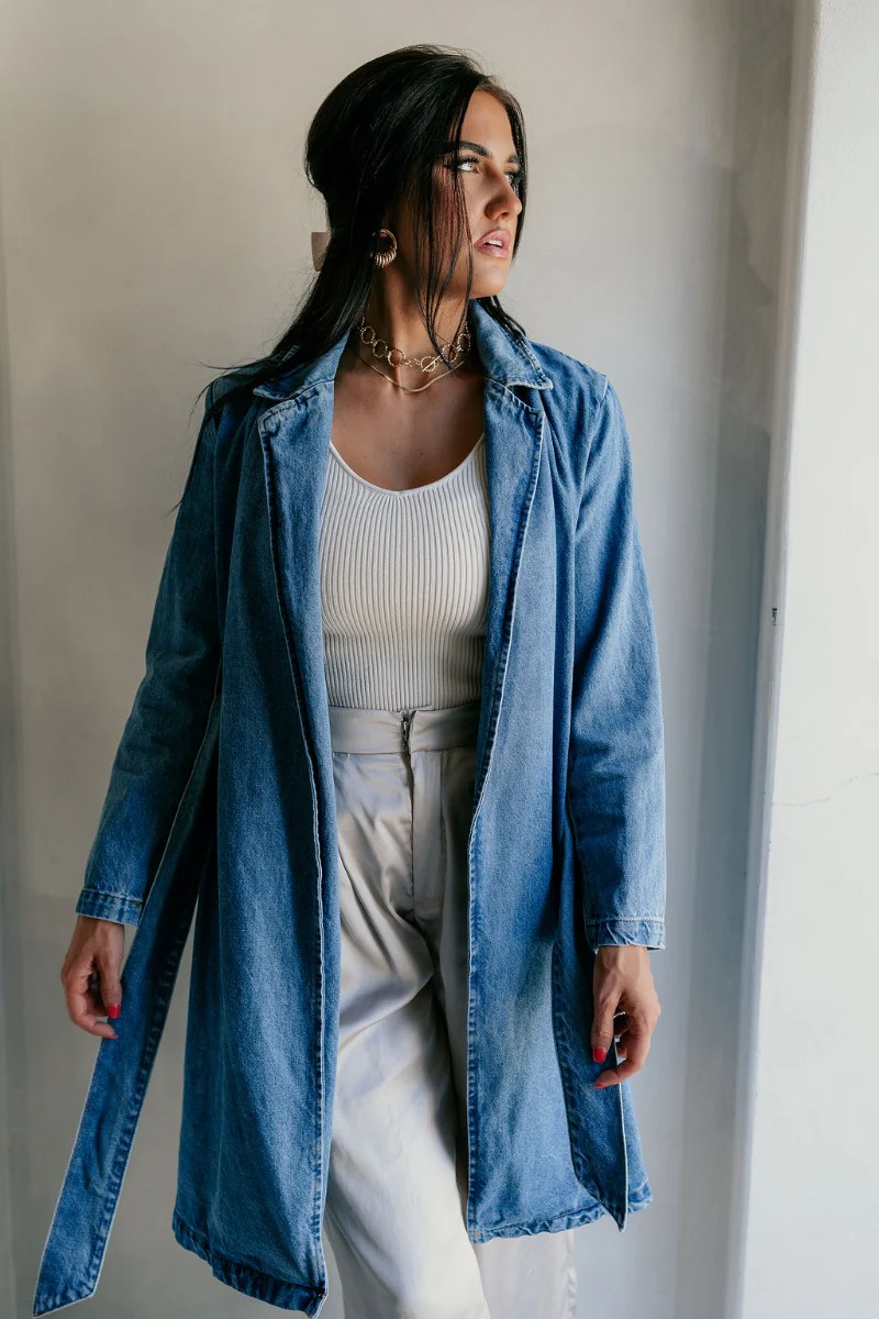Clarissa Belted Denim Trench Coat - Image 7