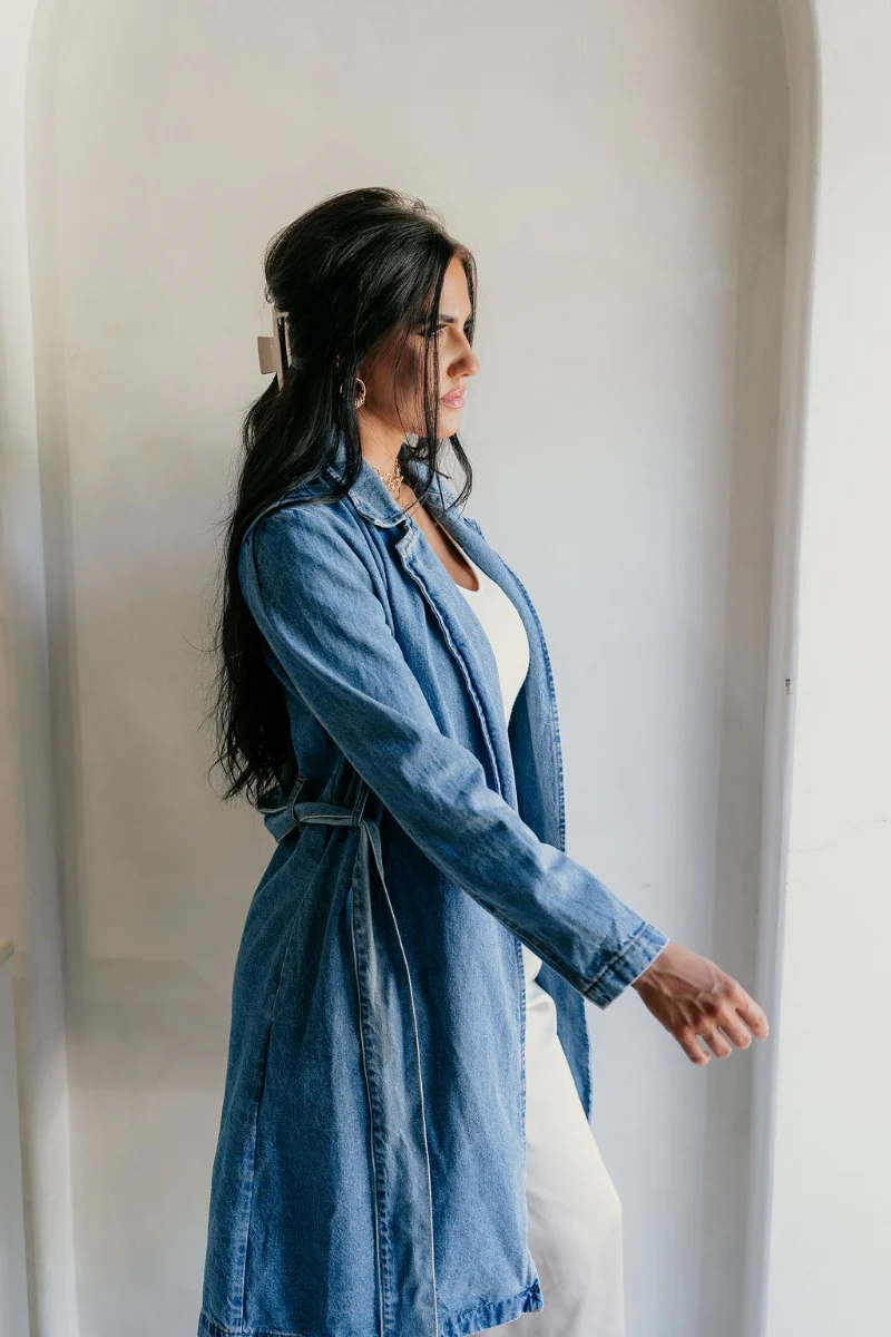 Clarissa Belted Denim Trench Coat - Image 8