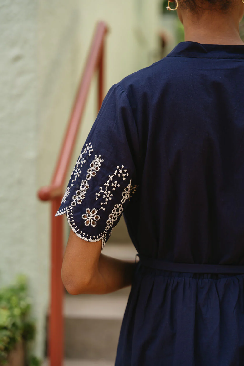 Clarissa Navy & White Eyelet Midi Dress - Image 10