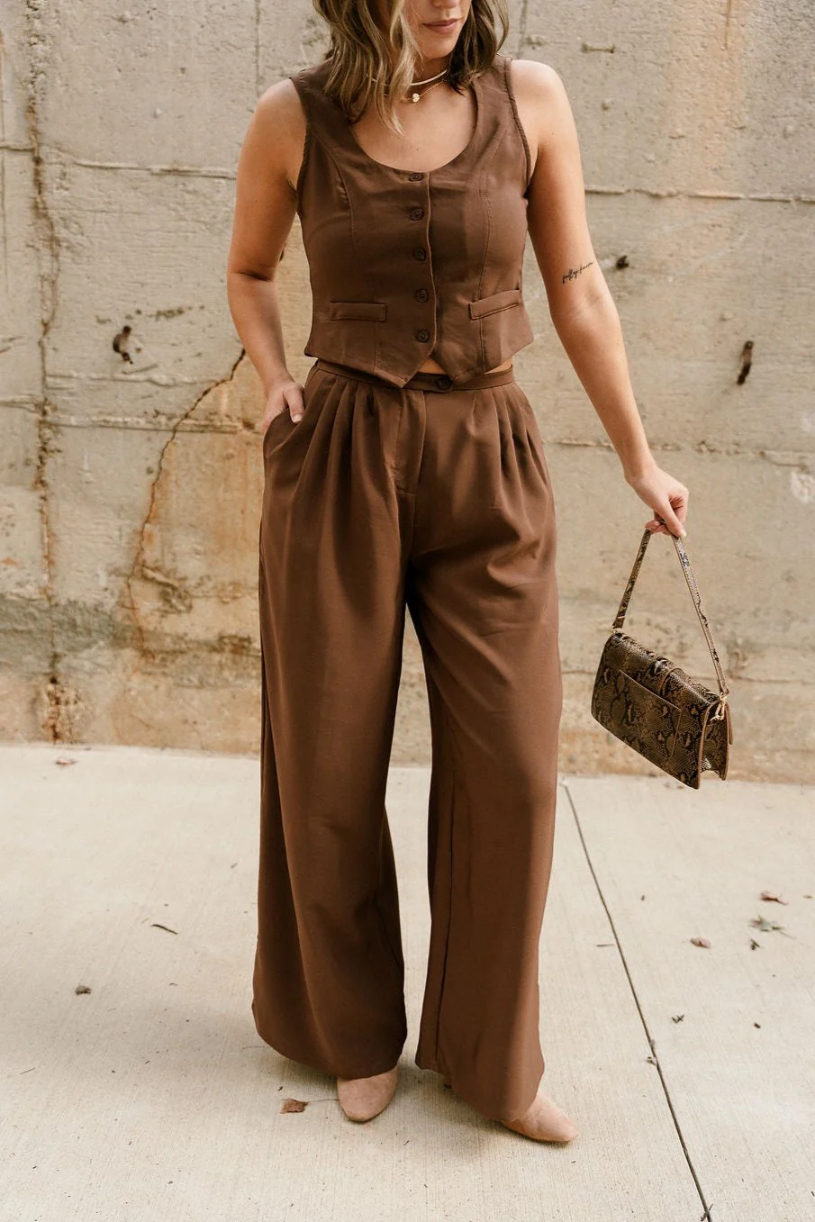 Cleo Brown Wide Leg Pants - Image 2