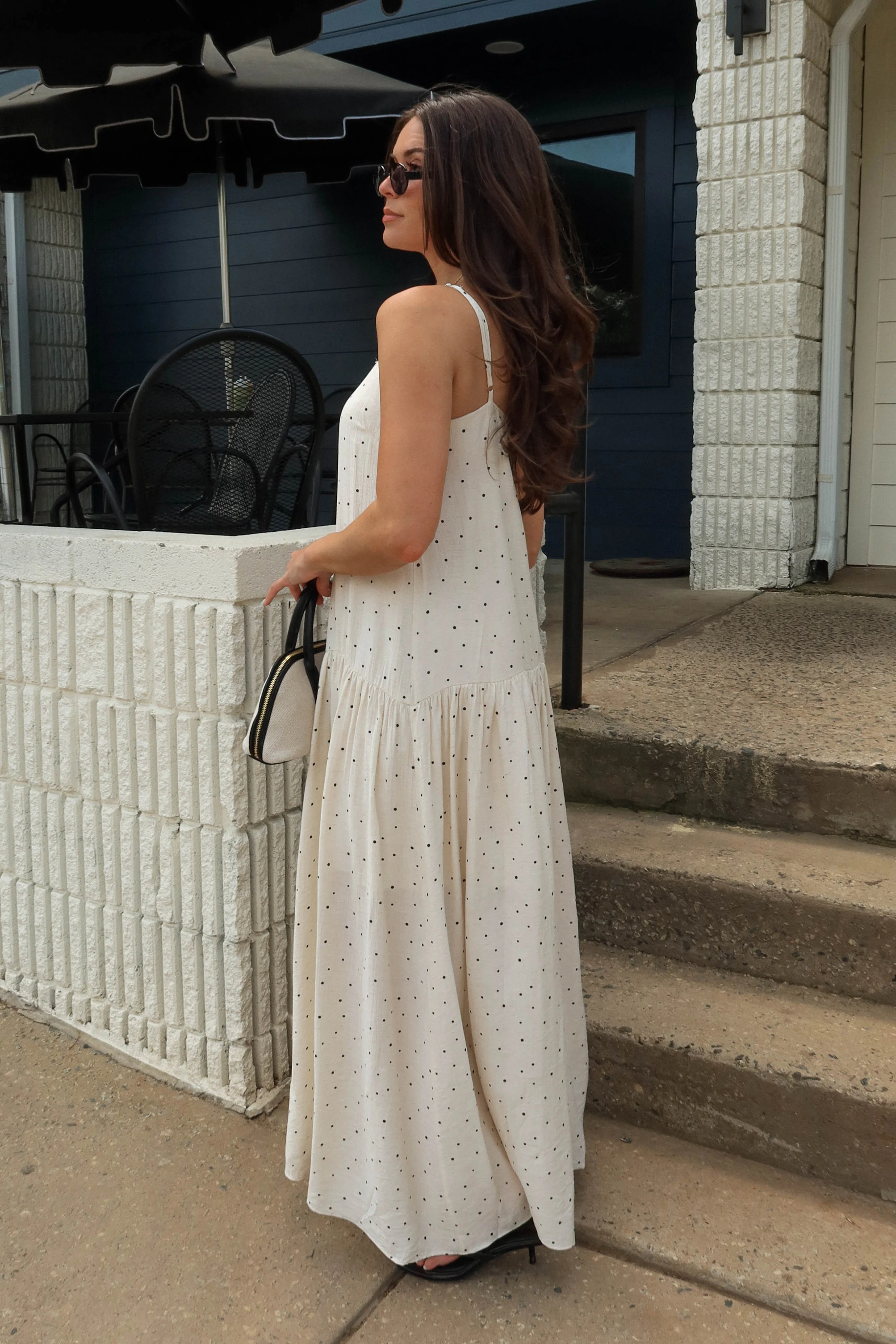 Cleo Cream & Black Polka Dot Maxi Dress - Image 3