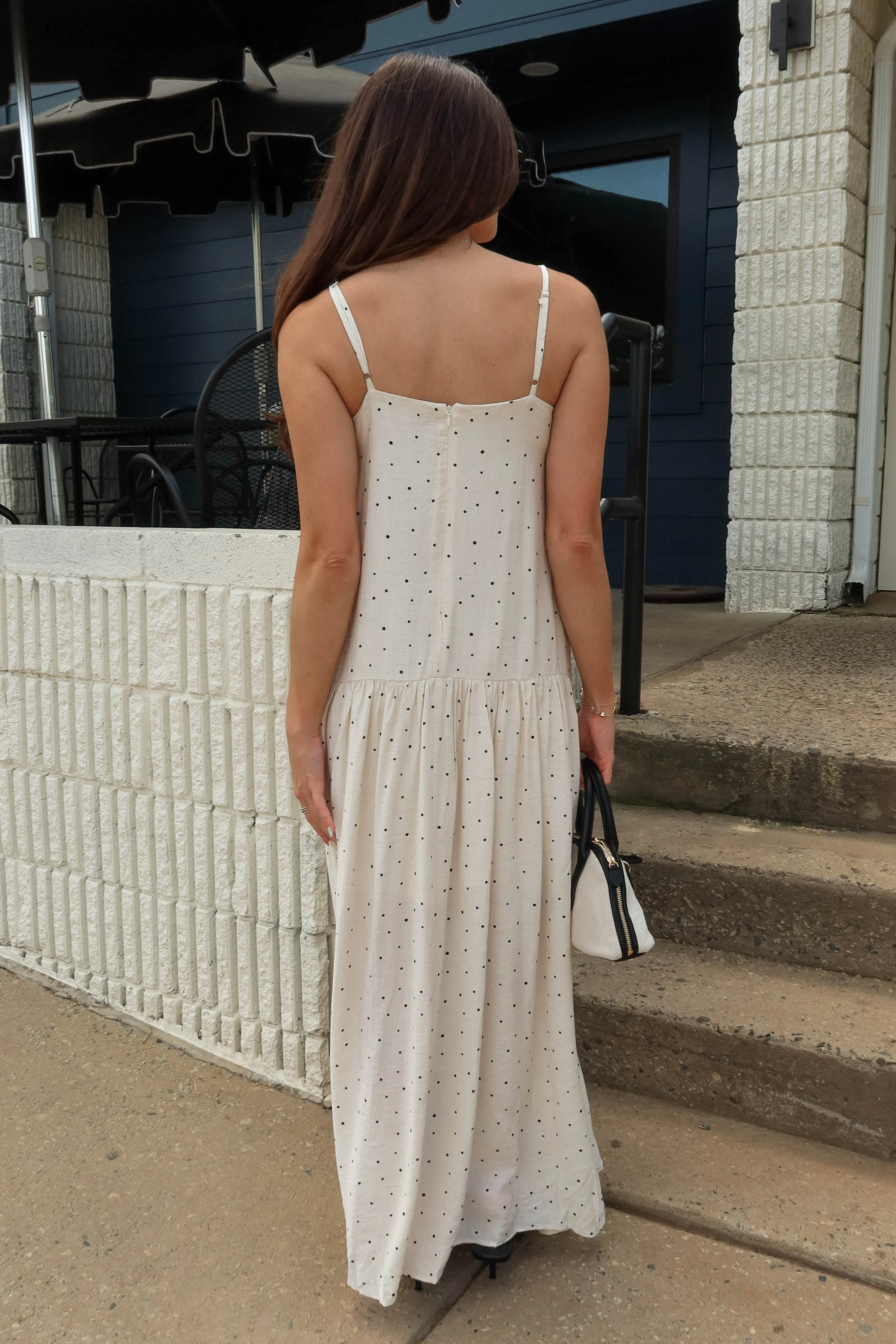 Cleo Cream & Black Polka Dot Maxi Dress - Image 4