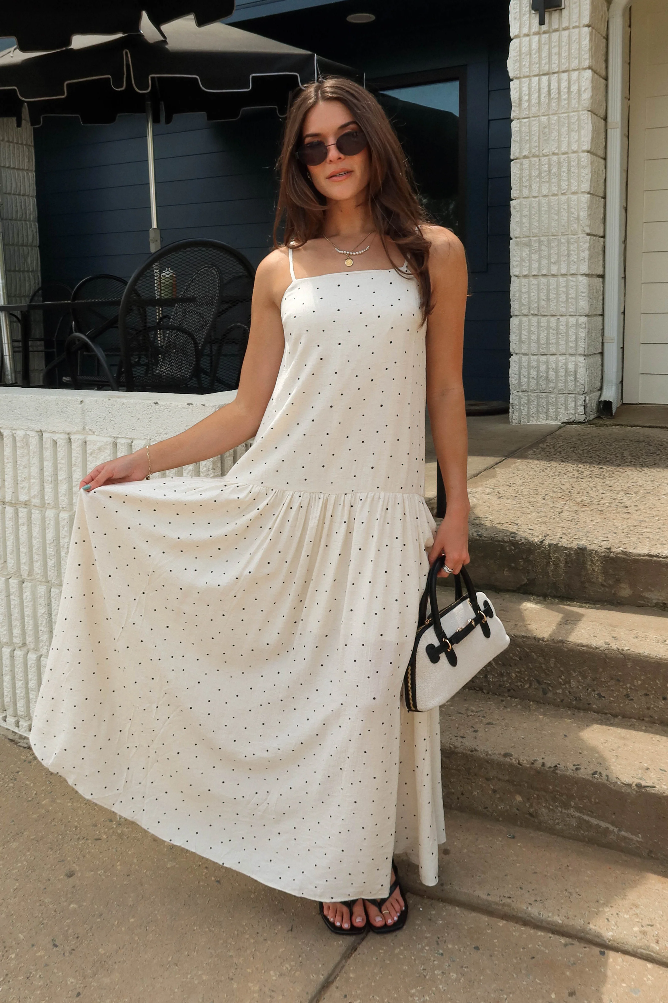 Cleo Cream & Black Polka Dot Maxi Dress - Image 5