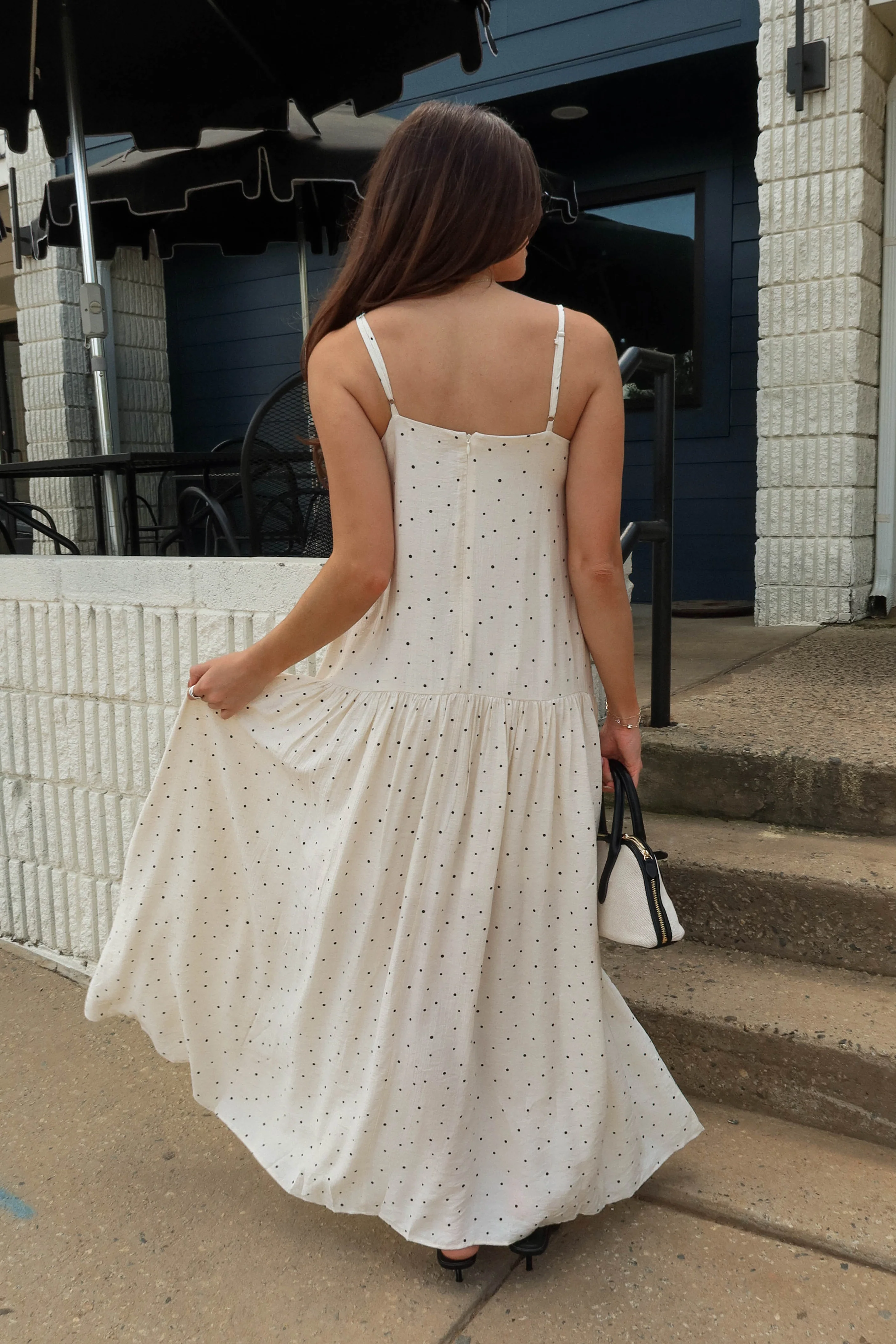 Cleo Cream & Black Polka Dot Maxi Dress - Image 7