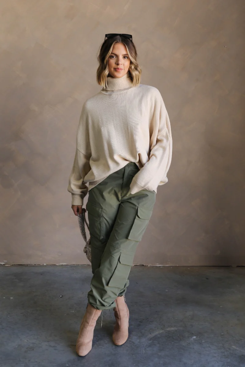 Cleo Olive Parachute Cargo Pants - Image 2