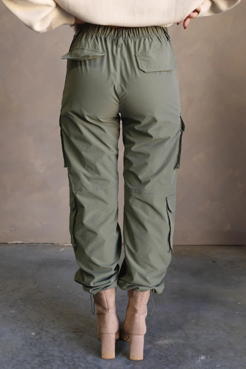Cleo Olive Parachute Cargo Pants - Image 6
