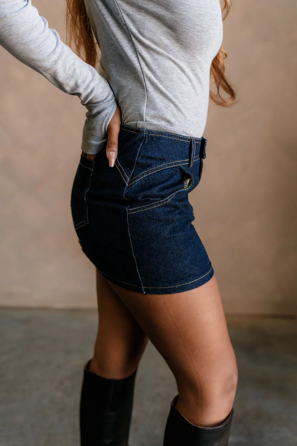 Colbie Dark Wash Denim Mini Skirt - Image 4