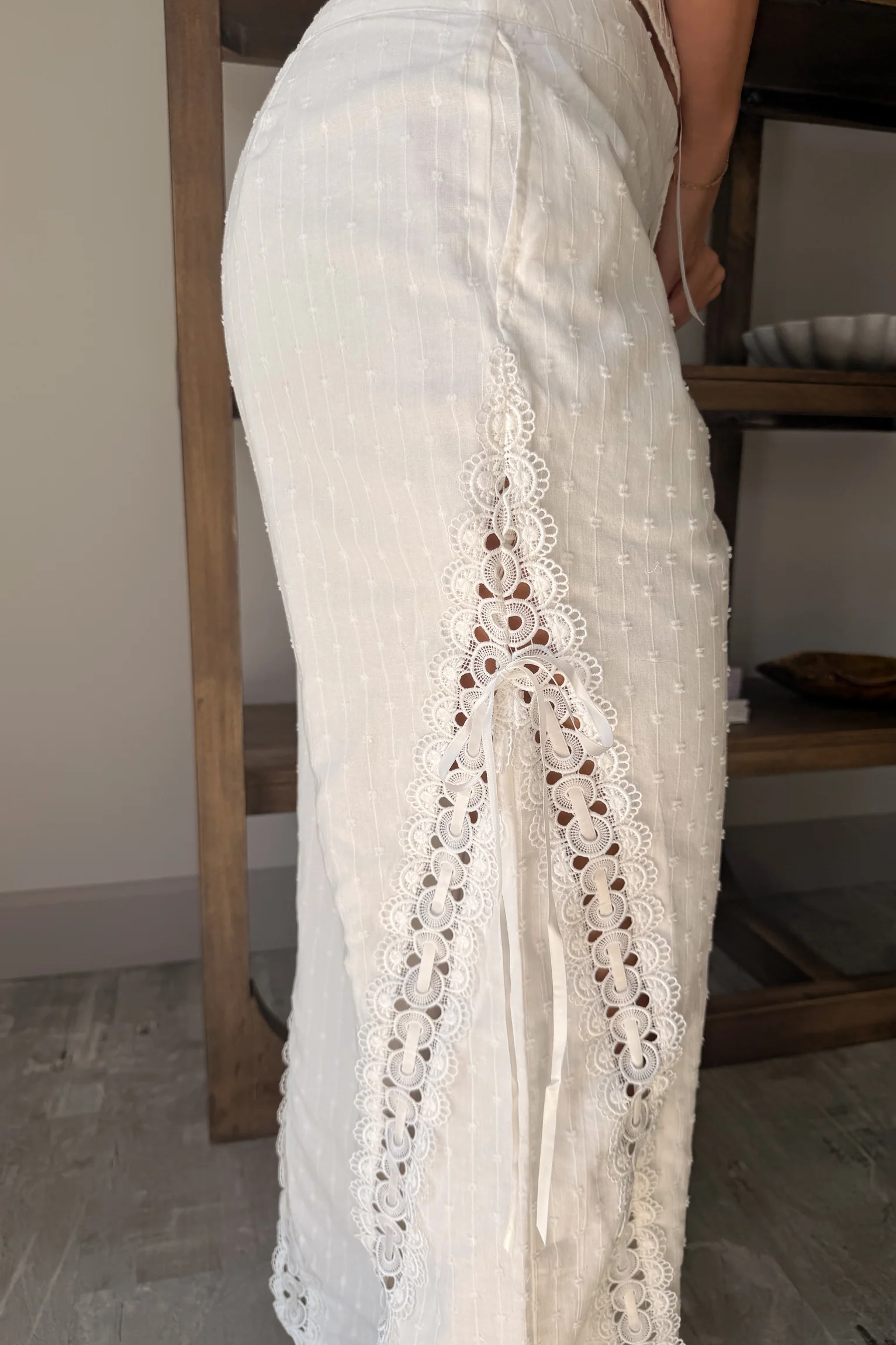 Colbie White Swiss Dot & Lace Pants - Image 3