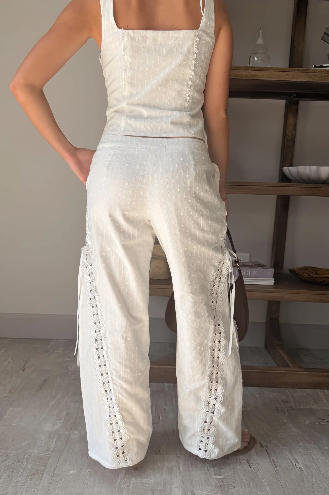 Colbie White Swiss Dot & Lace Pants - Image 4