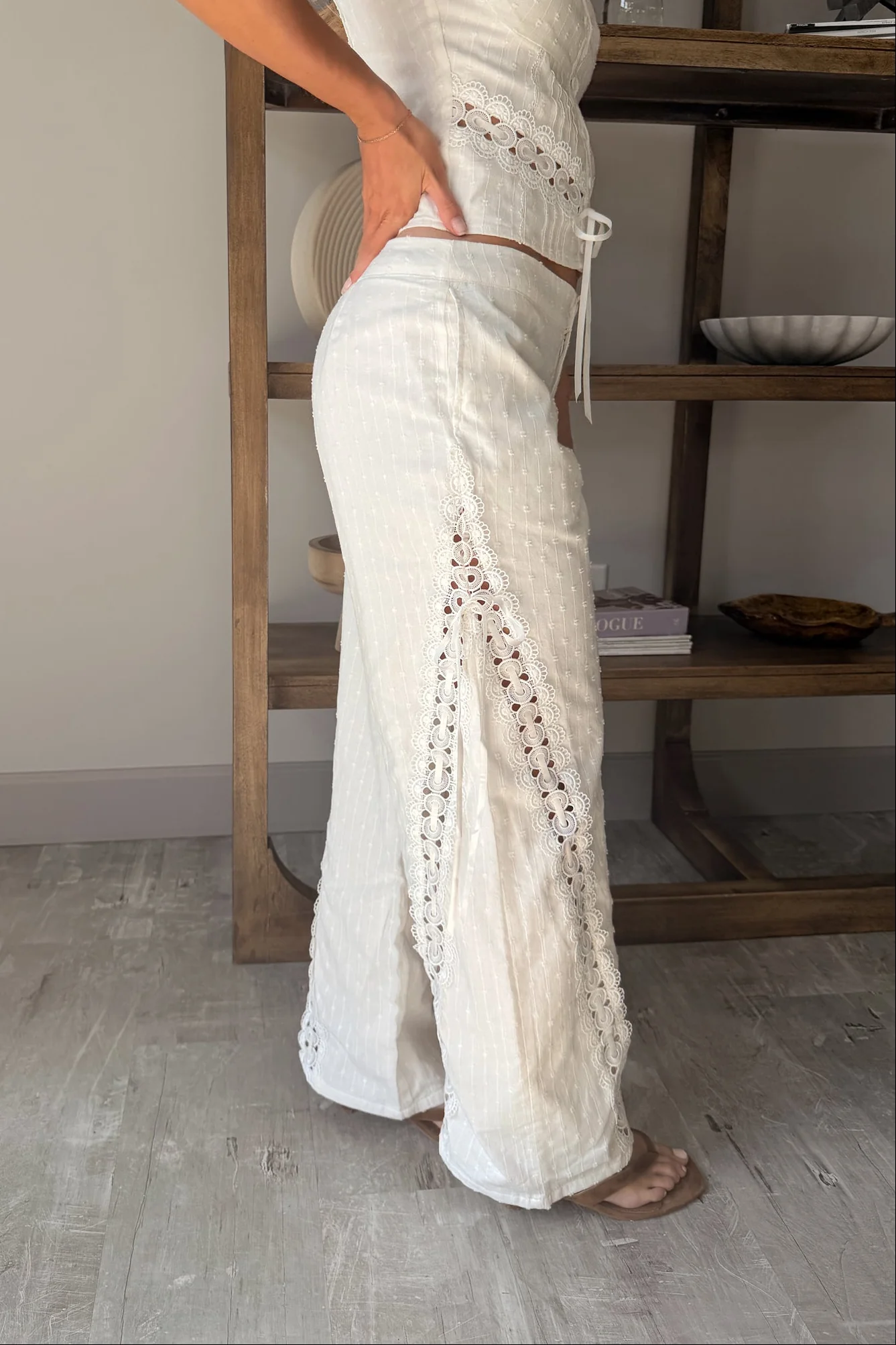 Colbie White Swiss Dot & Lace Pants - Image 6