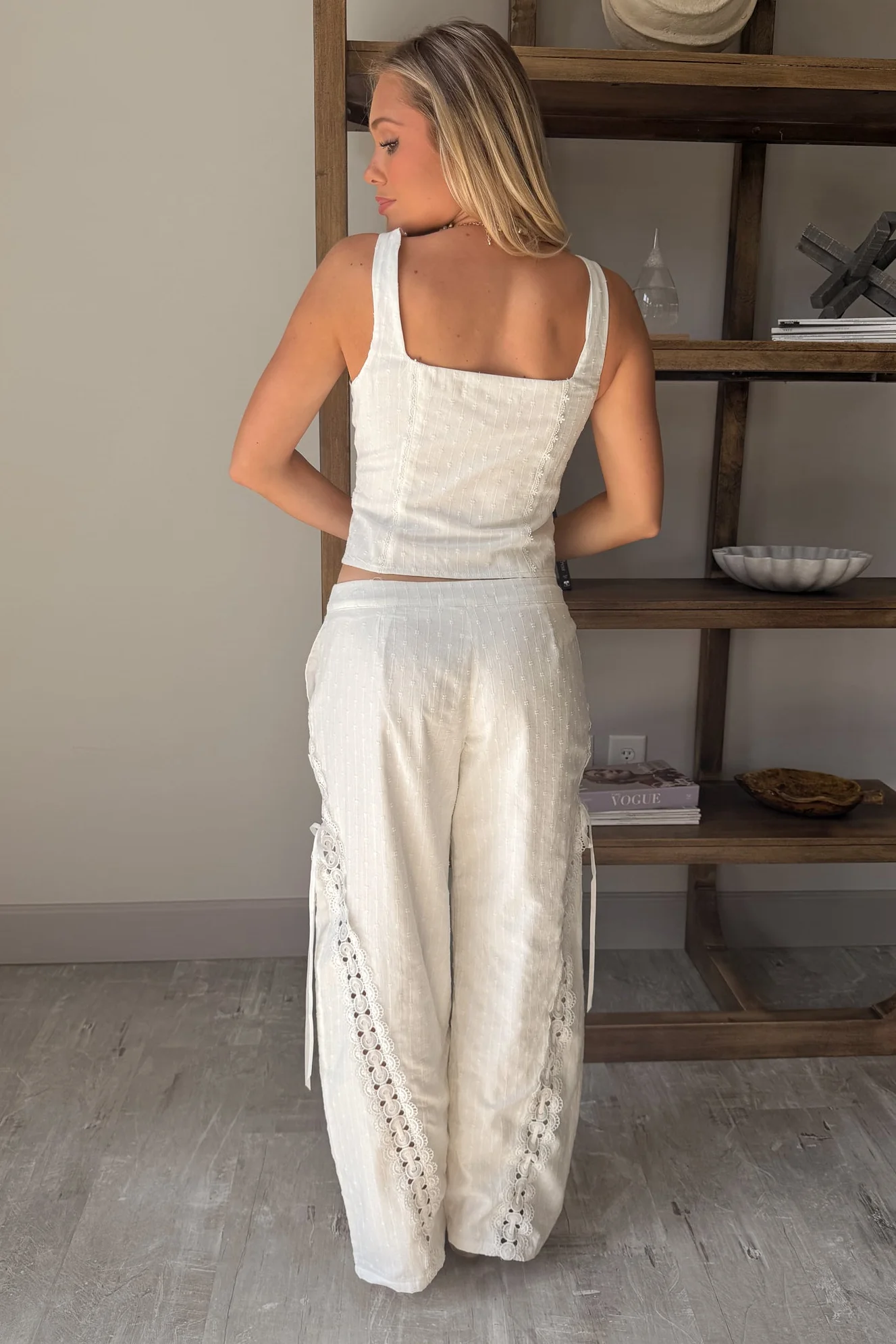 Colbie White Swiss Dot & Lace Pants - Image 8