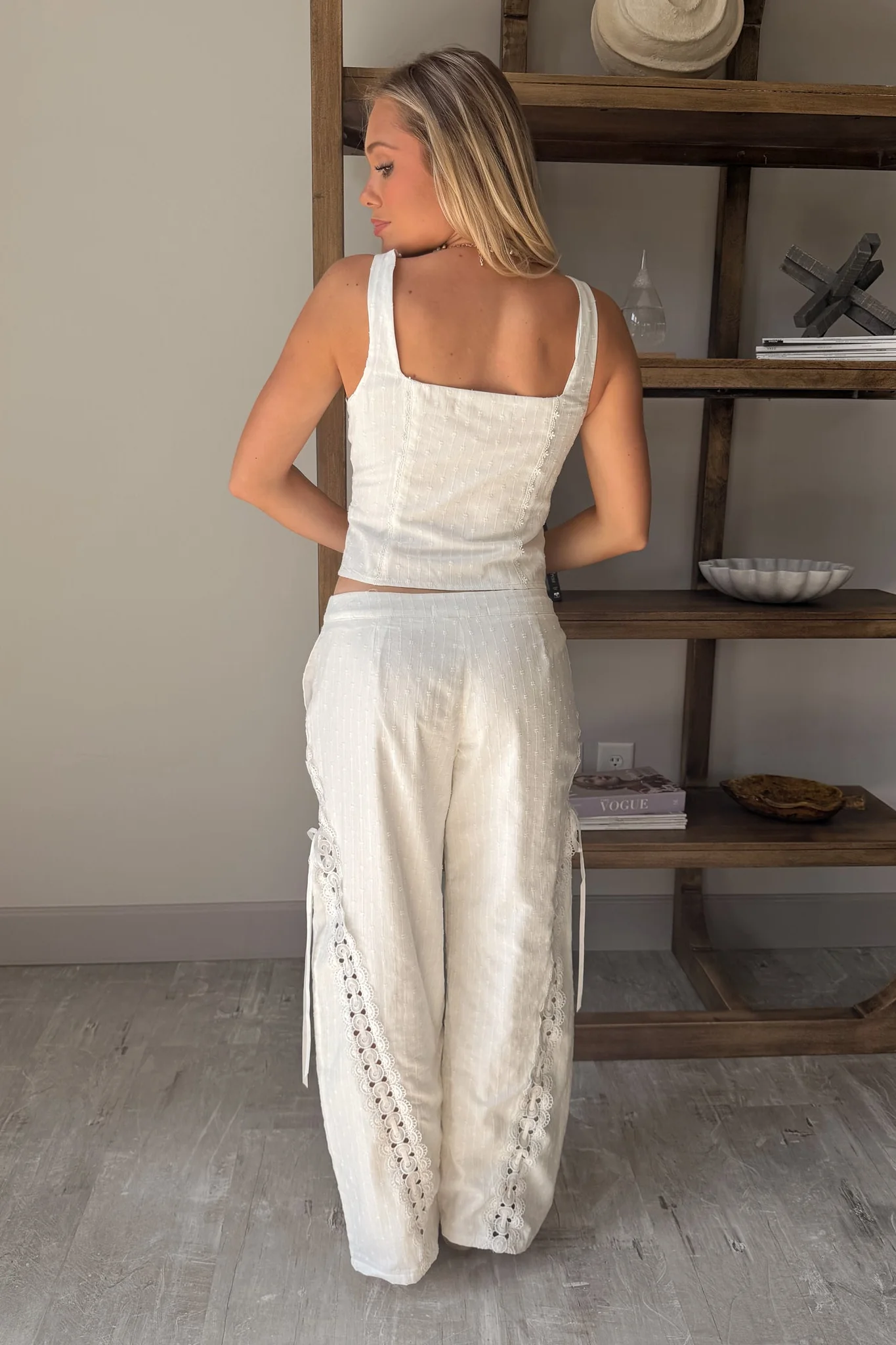 Colbie White Swiss Dot & Lace Tank - Image 3