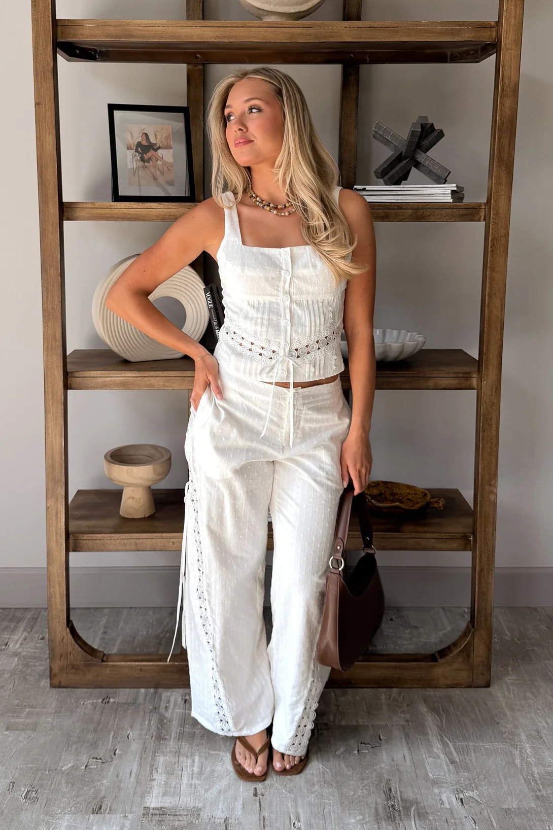Colbie White Swiss Dot & Lace Tank - Image 6