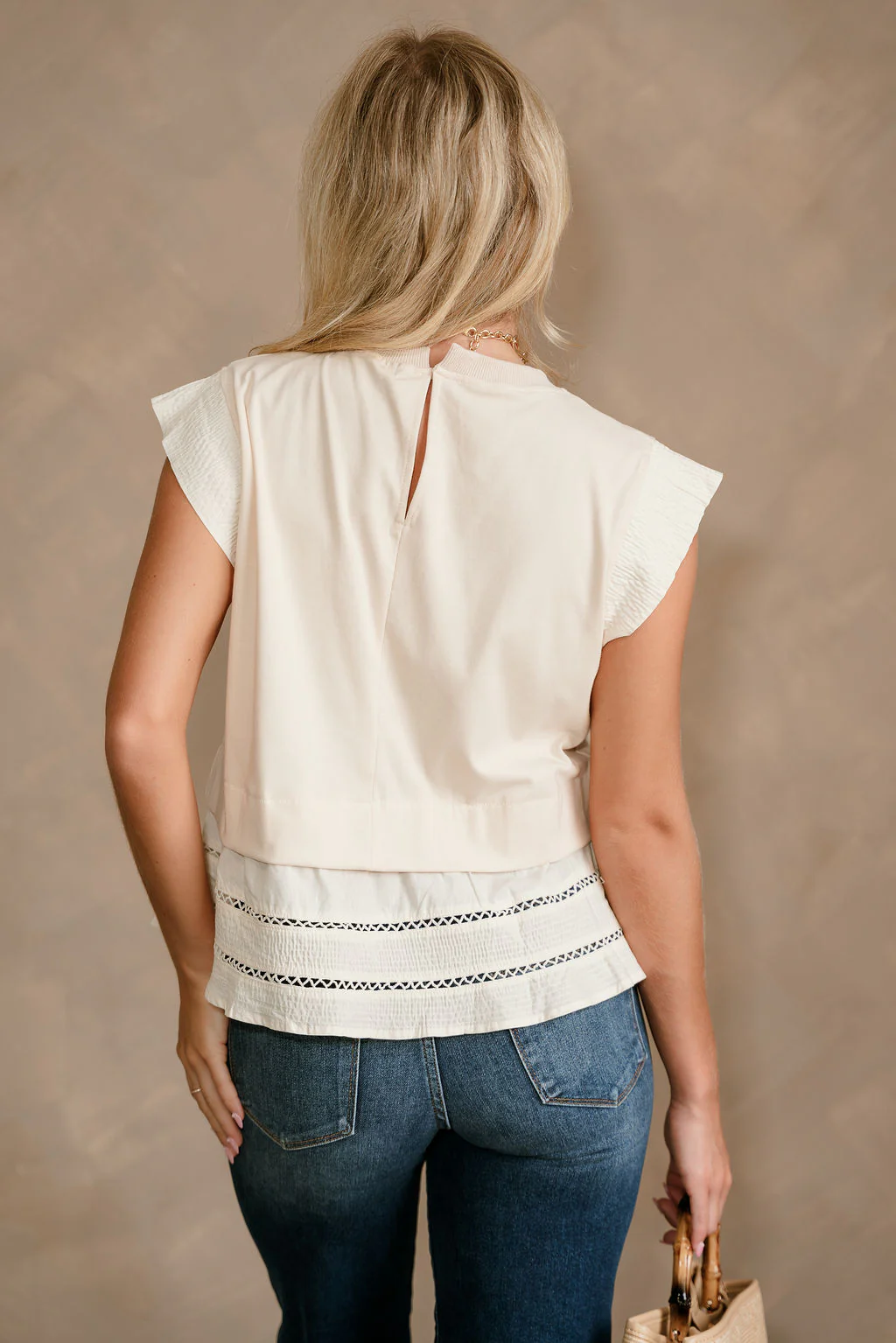 Colette Cream Peplum Flare Sleeveless Top - Image 4