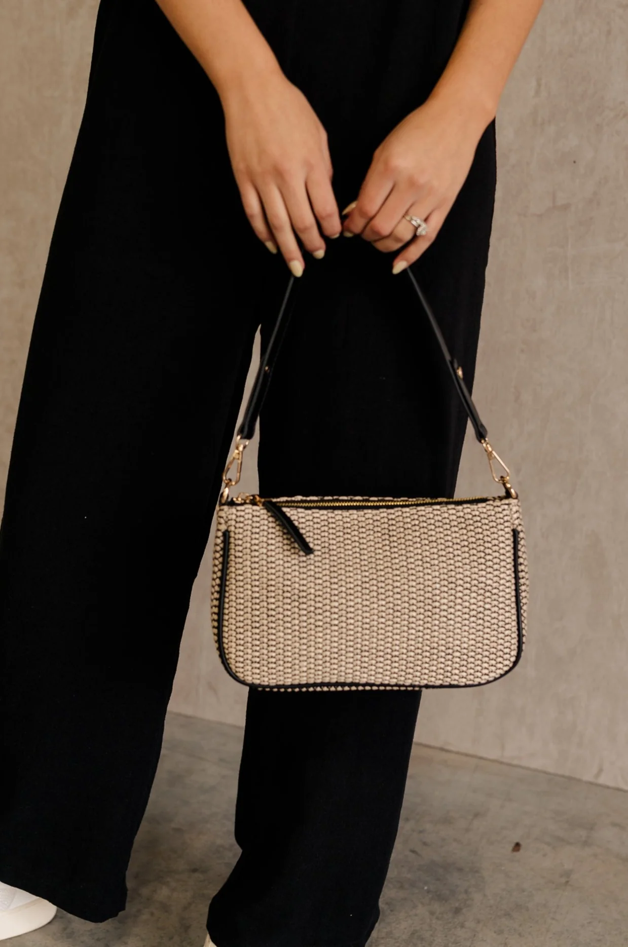 Haven Black & Natural Woven Purse