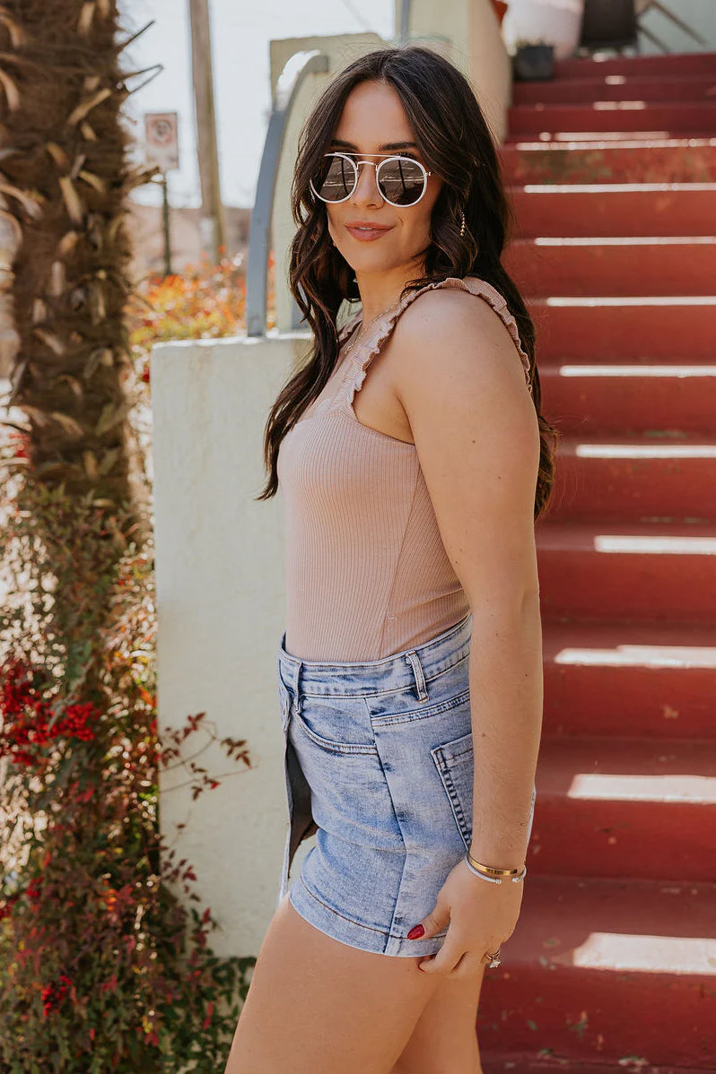 Emilia Tan Ruffle Straps Bodysuit - Image 3