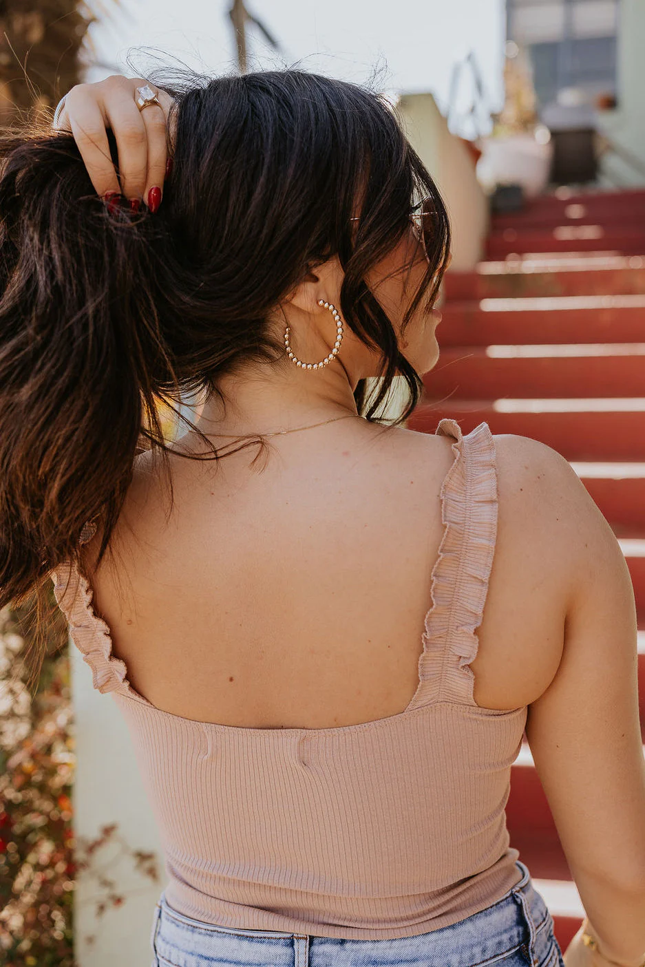 Emilia Tan Ruffle Straps Bodysuit - Image 4