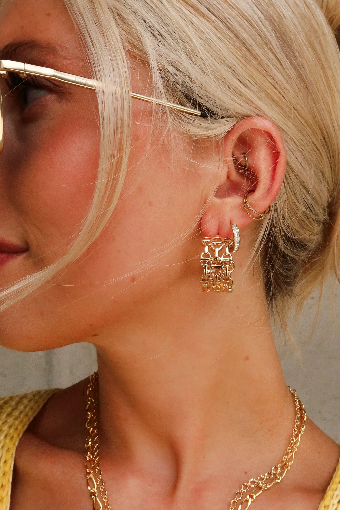 Cora Gold Dimensional Shape Open Hoop Earrings