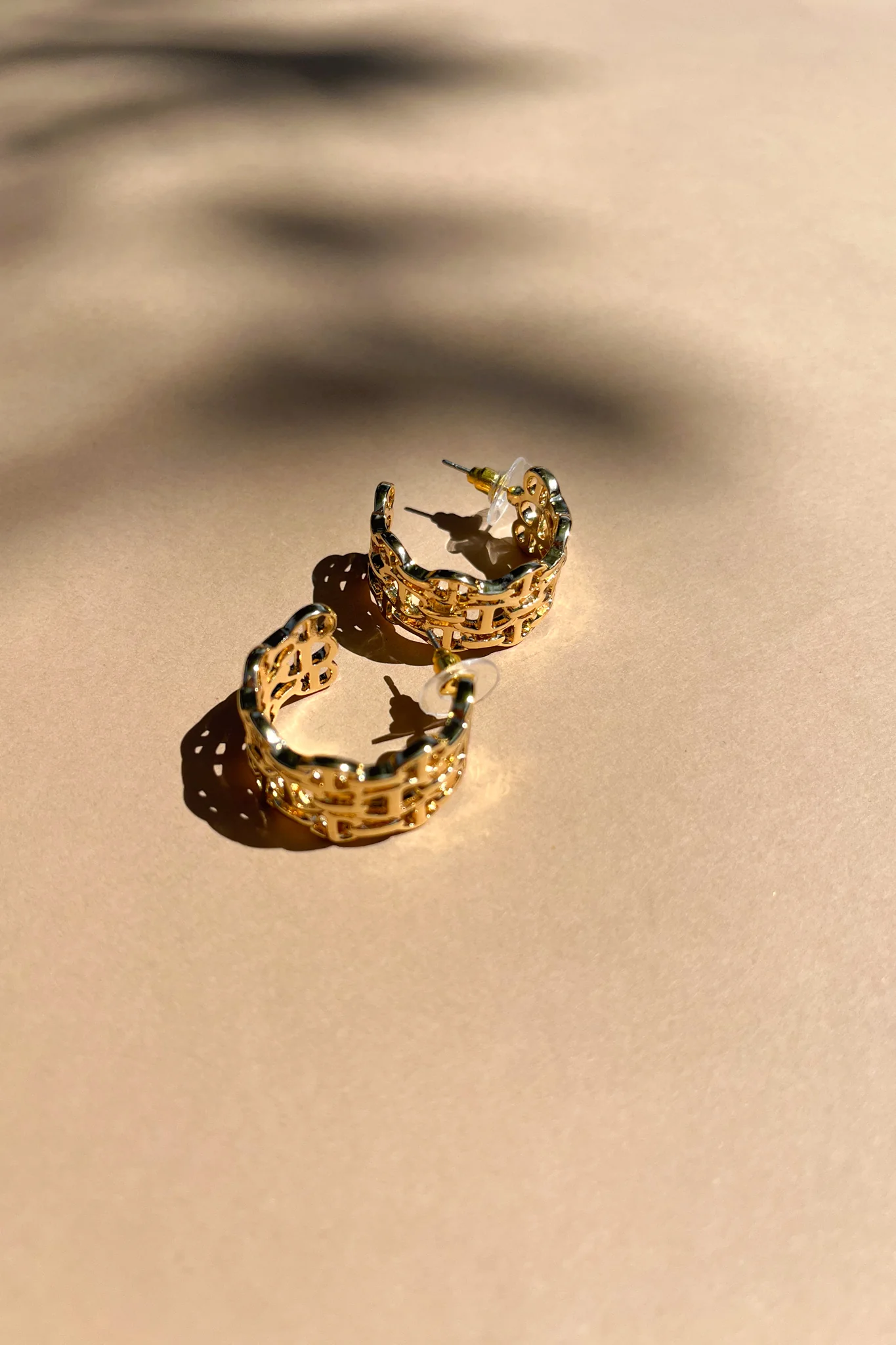 Cora Gold Dimensional Shape Open Hoop Earrings - Image 3