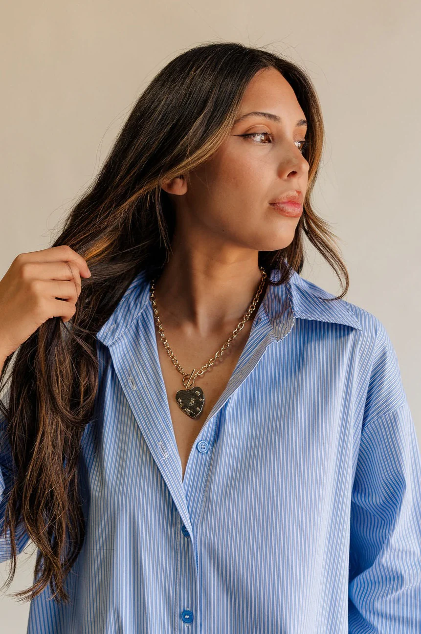 Cora Gold Hammered Heart Chain Necklace