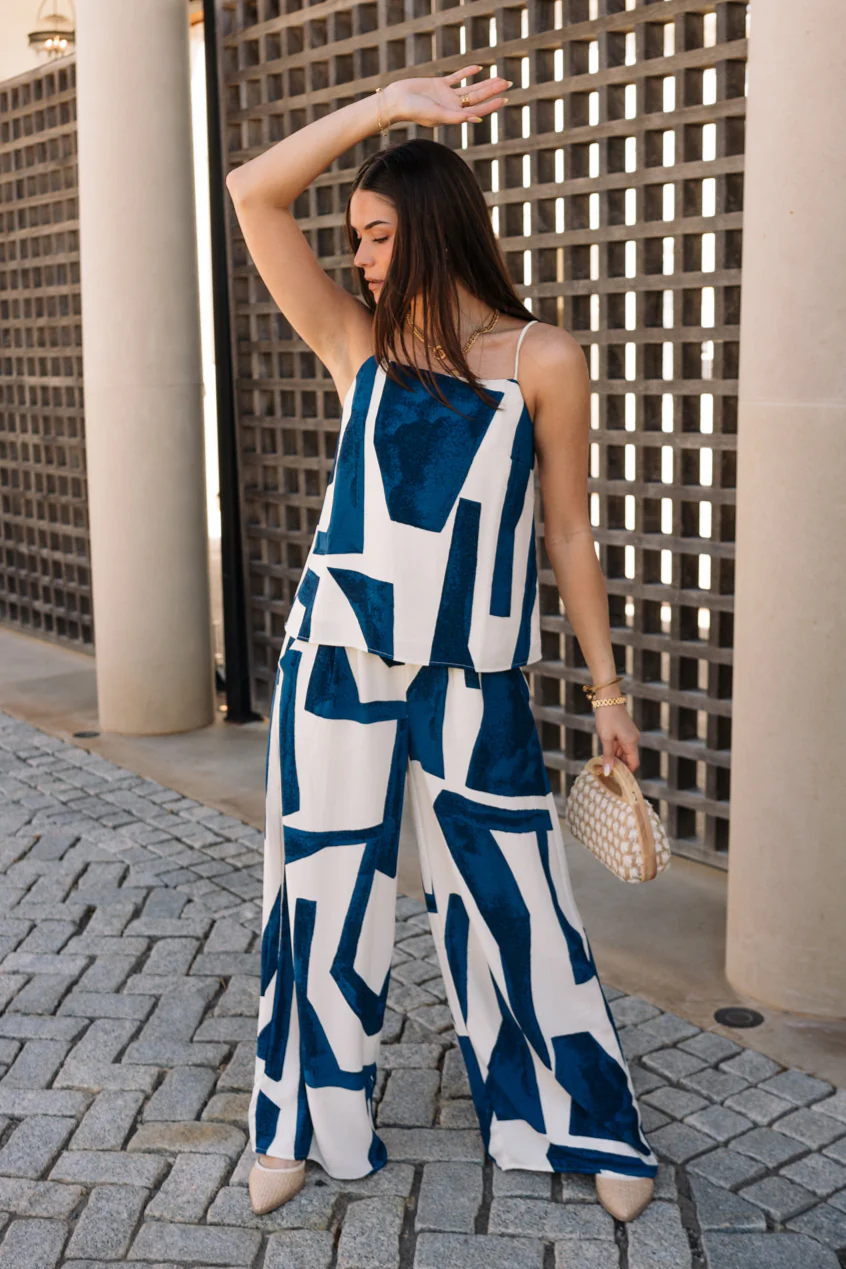 Cora Navy & Cream Geometric Tank - Image 4
