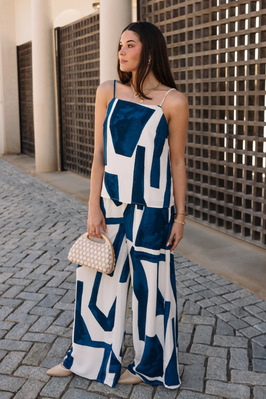Cora Navy & Cream Geometric Tank - Image 5
