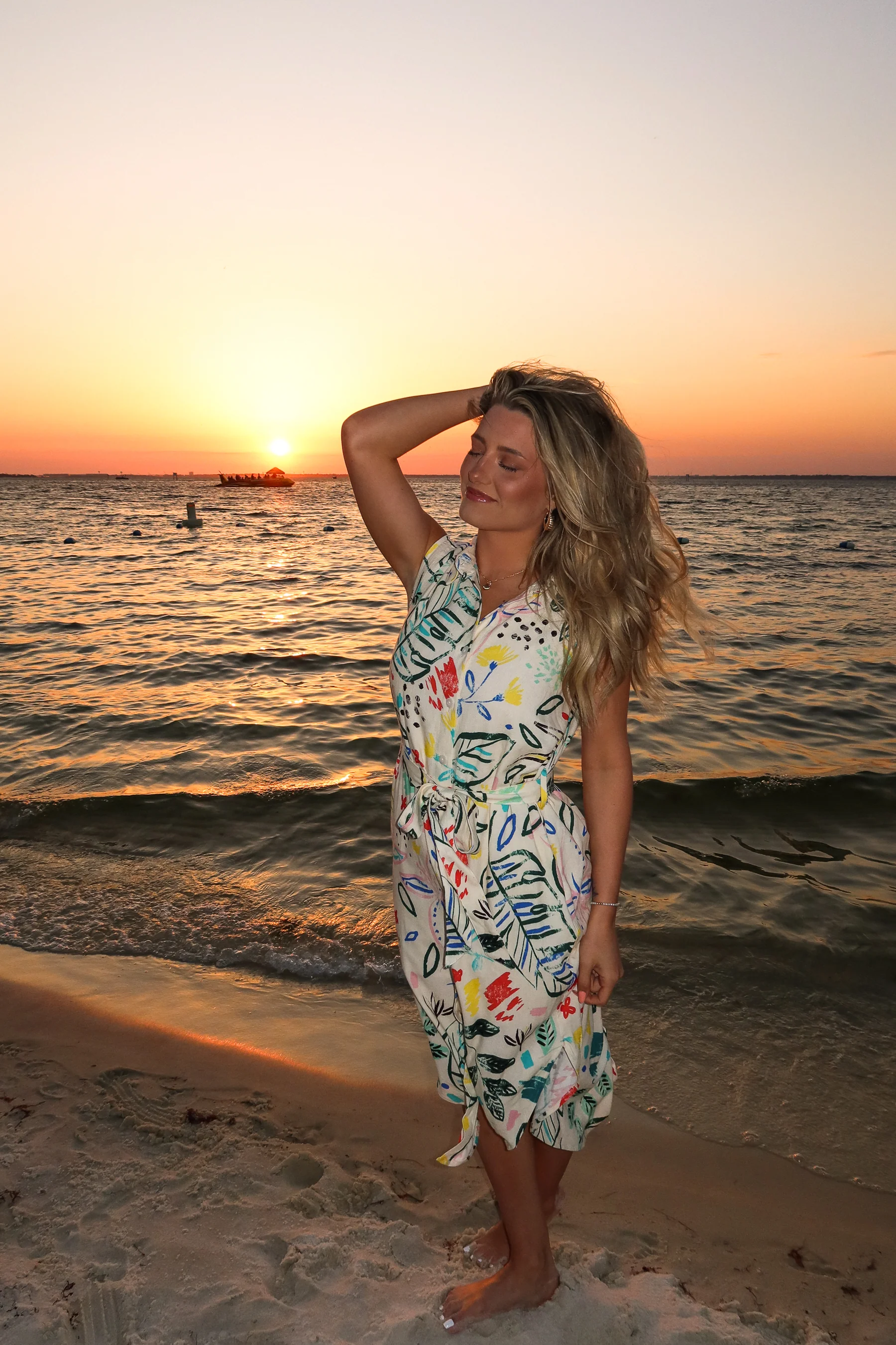 Coralie Cream Multi Floral Print Midi Dress