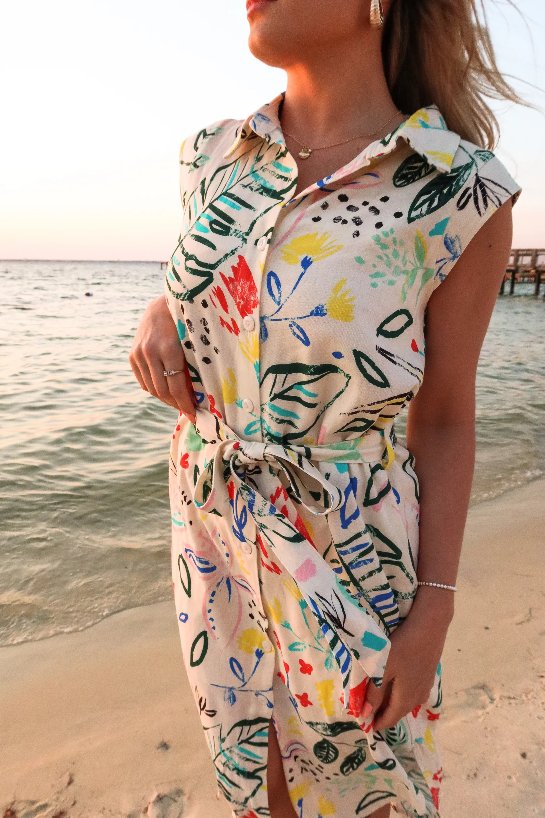 Coralie Cream Multi Floral Print Midi Dress - Image 4