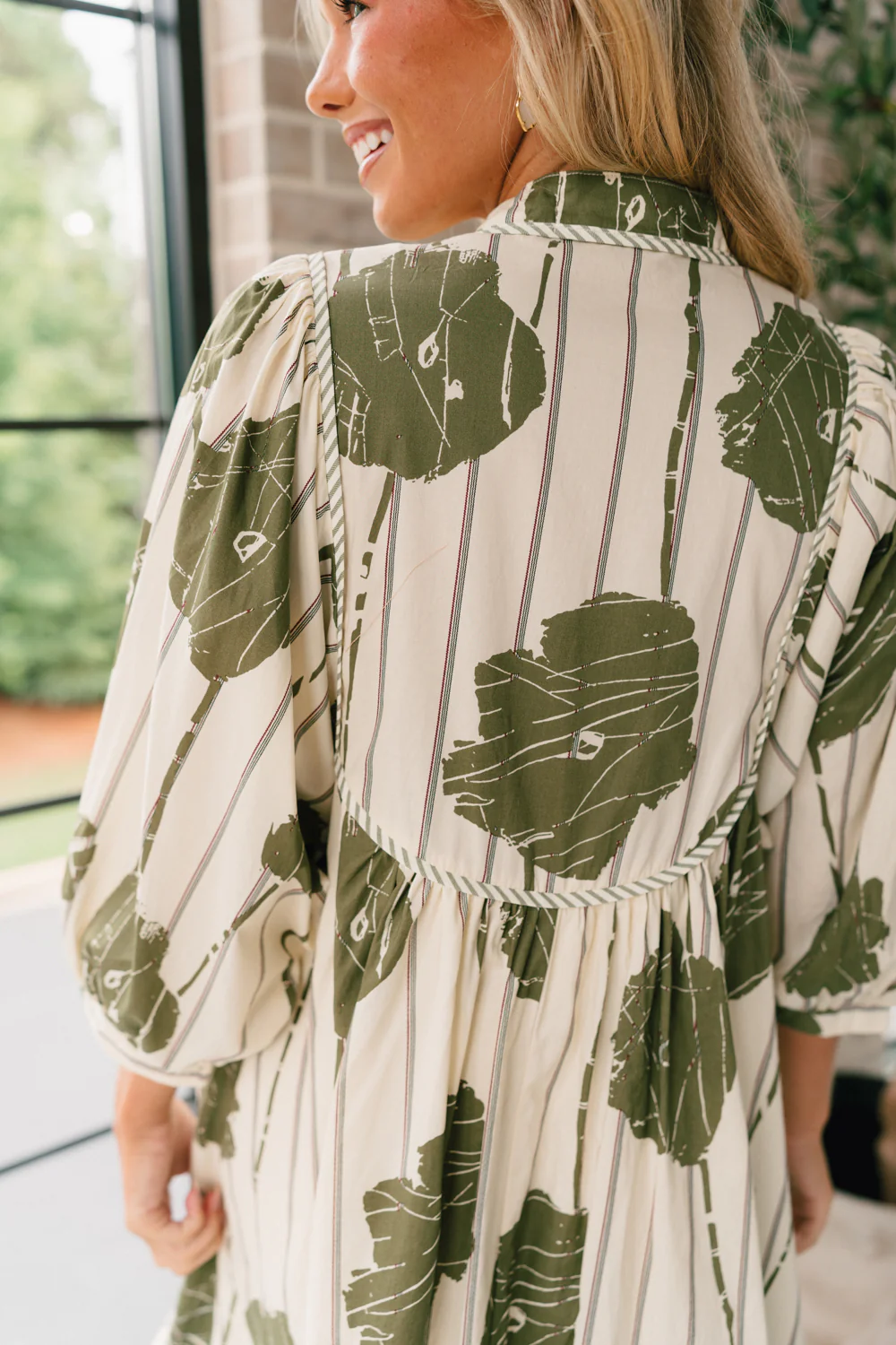 Coraline Cream & Olive Floral Mini Dress - Image 6