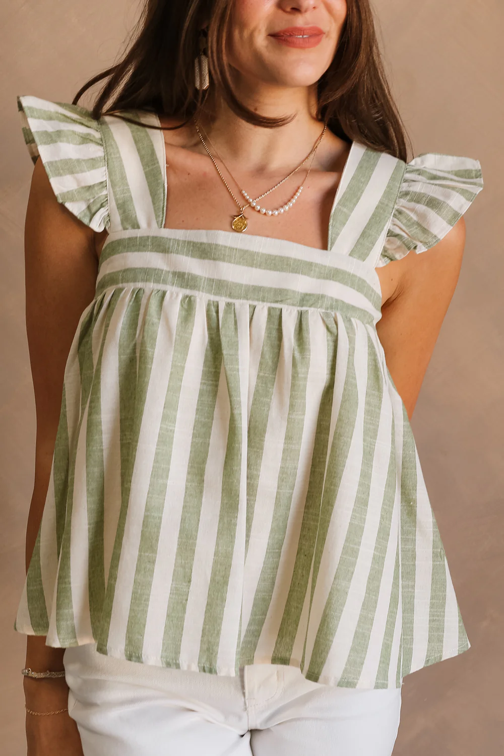Coraline Green & Ivory Striped Tank